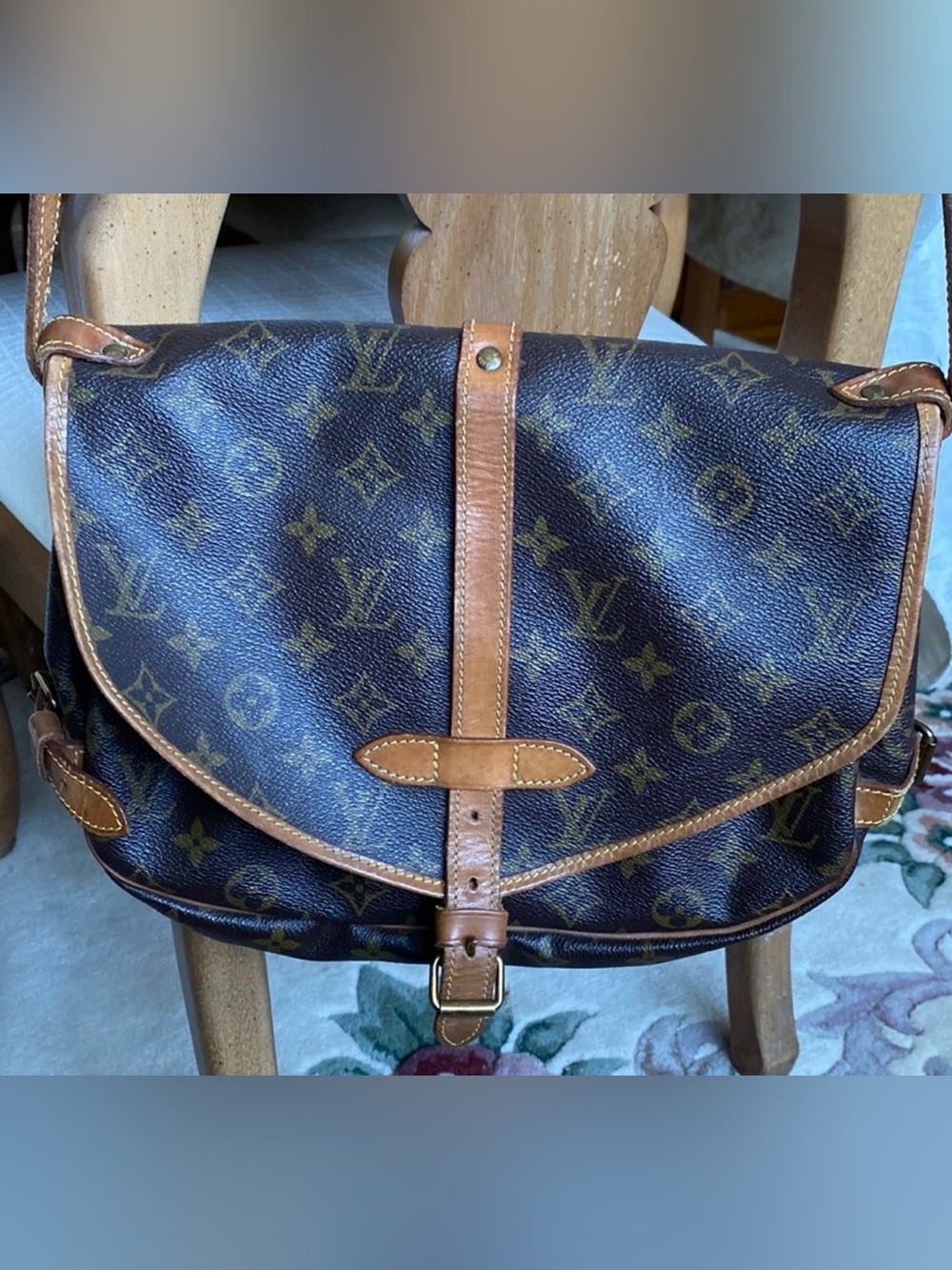 Louis Vuitton Saumur Monogram Canvas Crossbody Bag in Brown